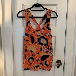 J. Crew silk twist back hibiscus tank (size 6)